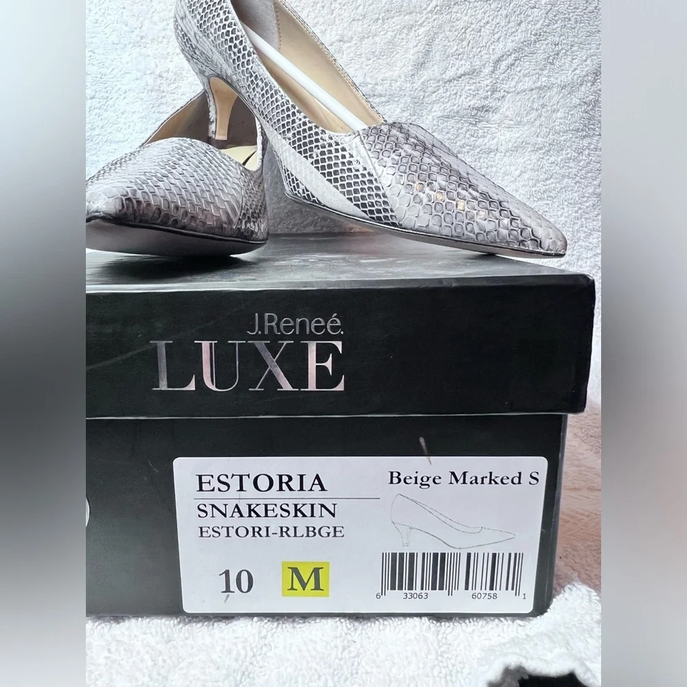 NWT & Box. Luxe J Renee Snake Skin, Size 10 , Kitten heel. Dust bag included- - Picture 2 of 13